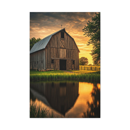 Barn Reflections at Golden Hour Wall Art & Canvas Prints