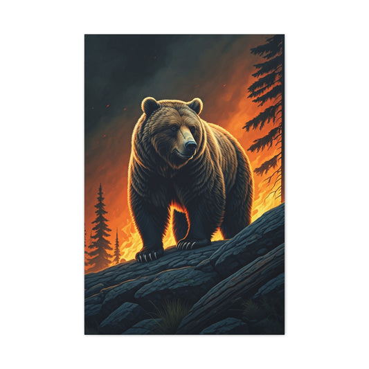 Majestic Bear in Fiery Wilderness Wall Art & Canvas Prints