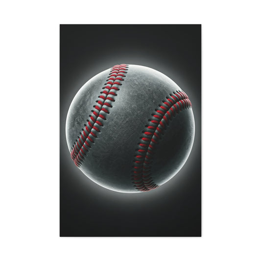 Glowing Baseball Stitch Close-Up Wall Art & Canvas Prints