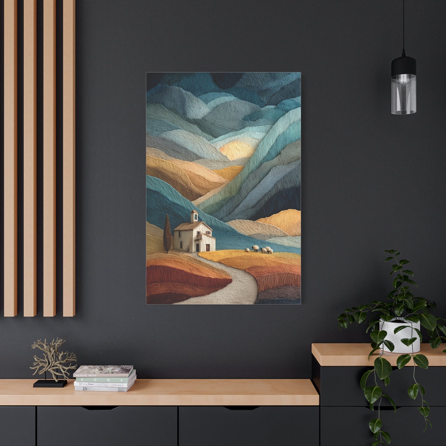 Abstract Farmhouse Landscape Composition Wall Art & Canvas Print