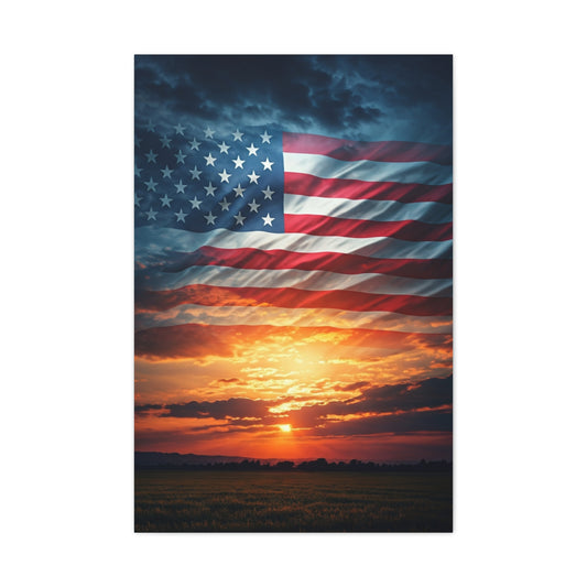American Flag Sunset Glory Wall Art & Canvas Prints