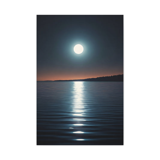 Moonlit Reflection Over Silent Waters Wall Art & Canvas Prints