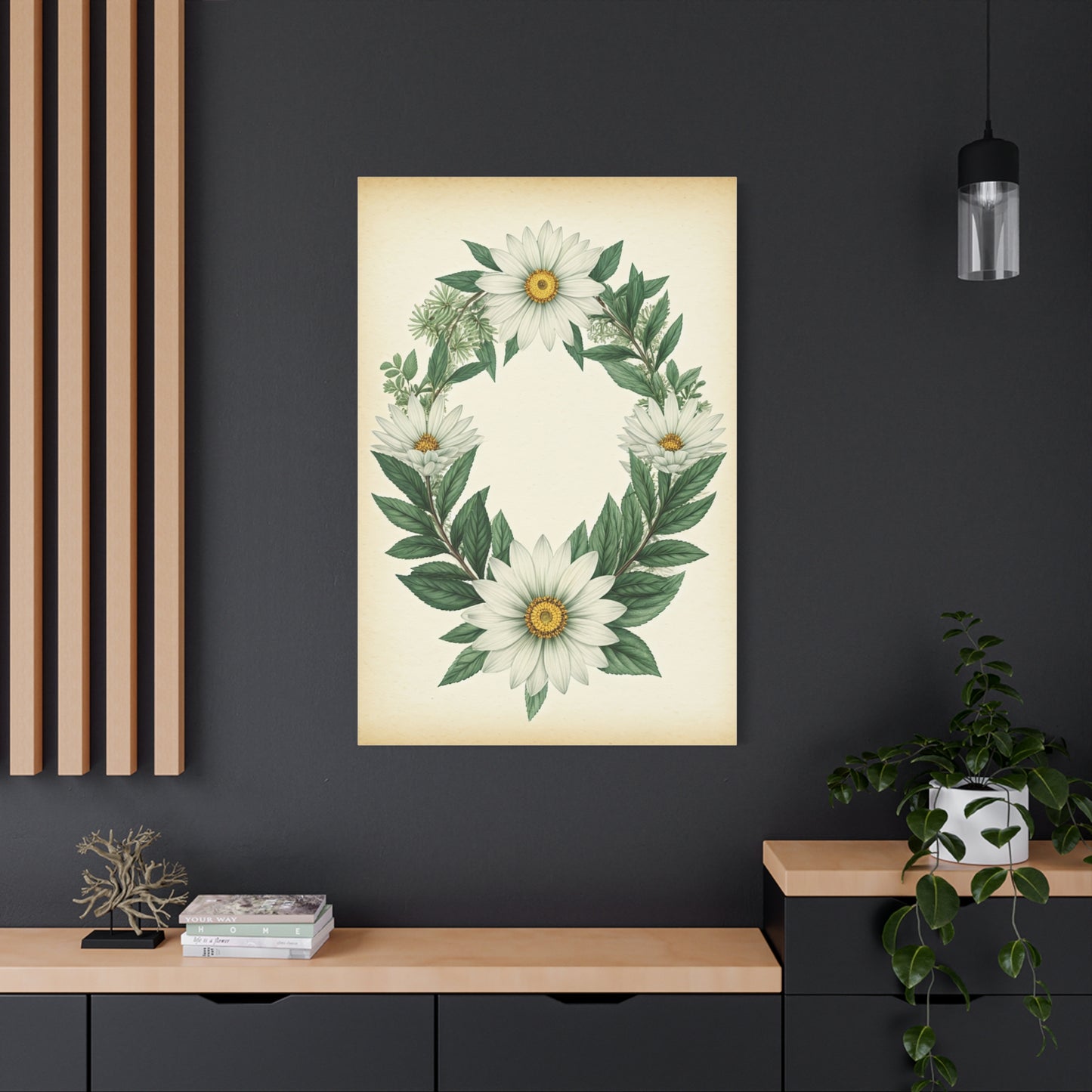 Floral Wreath Illustration Wall Art & Canvas Prints