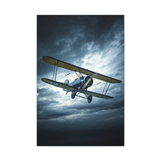Stormbound Biplane Flight Wall Art & Canvas Prints