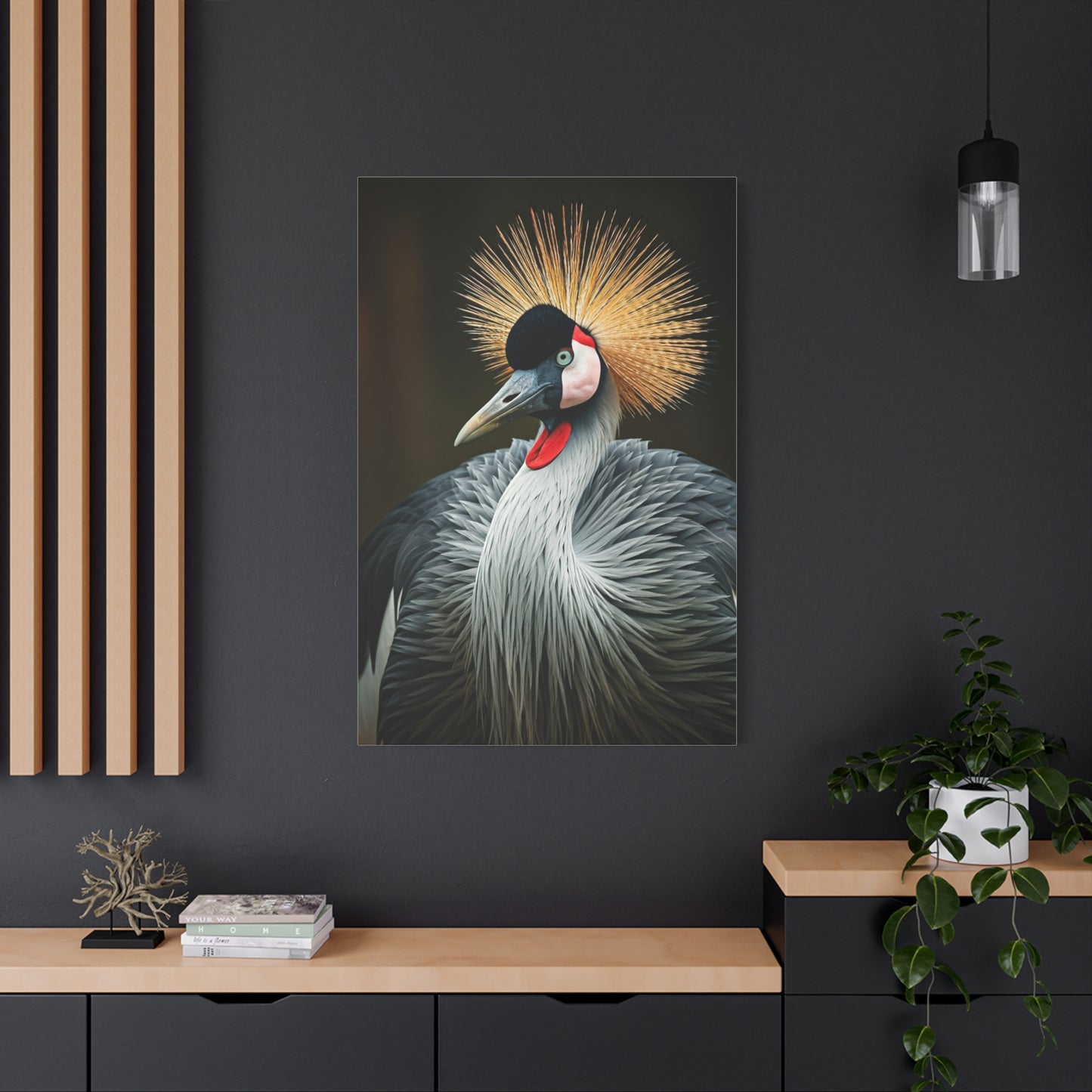 Regal Crowned Crane Portrait Wall Art & Canvas Prints