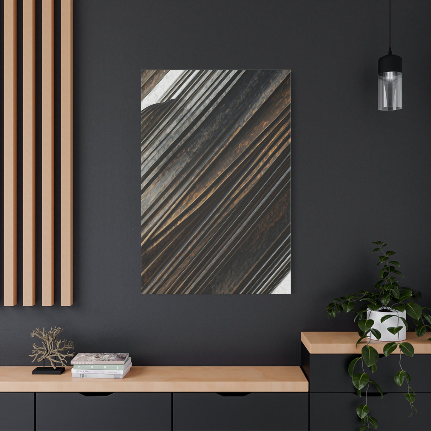 Dark Diagonal Texture Abstract Wall Art & Canvas Prints