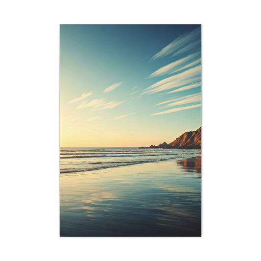 Golden Shoreline Reflection Beach Wall Art & Canvas Prints