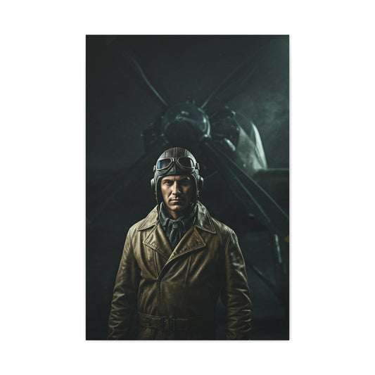 Wartime Pilot Portrait Wall Art & Canvas Prints