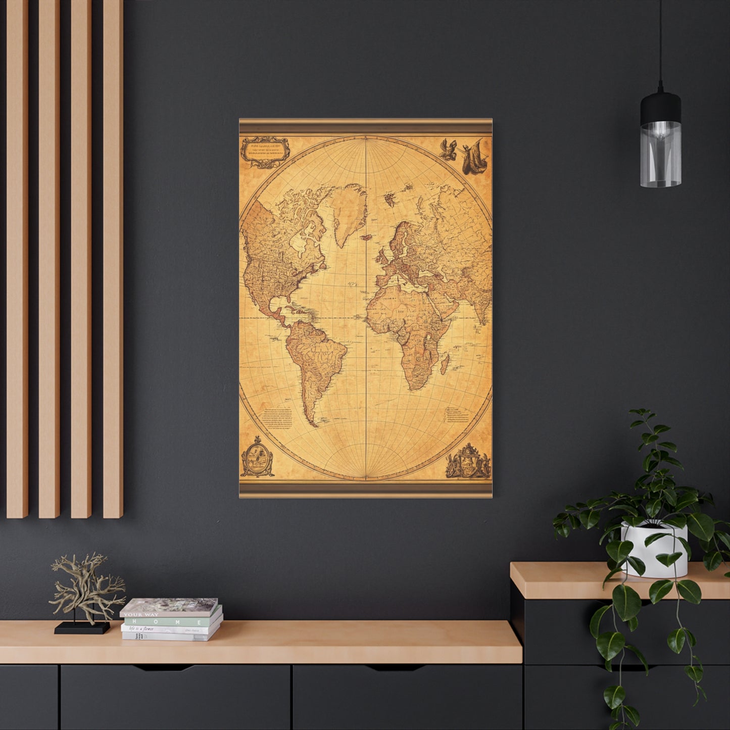 Antique Oval World Atlas Map Wall Art & Canvas Prints