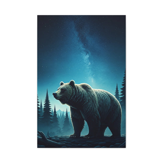 Midnight Wilderness Bear Under the Stars Wall Art & Canvas Prints