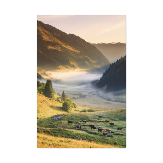 Alpine Valley Morning Pasture Wall Art & Canvas Print