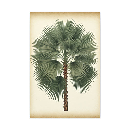 Fan Palm Leaf Tree Illustration Wall Art & Canvas Prints