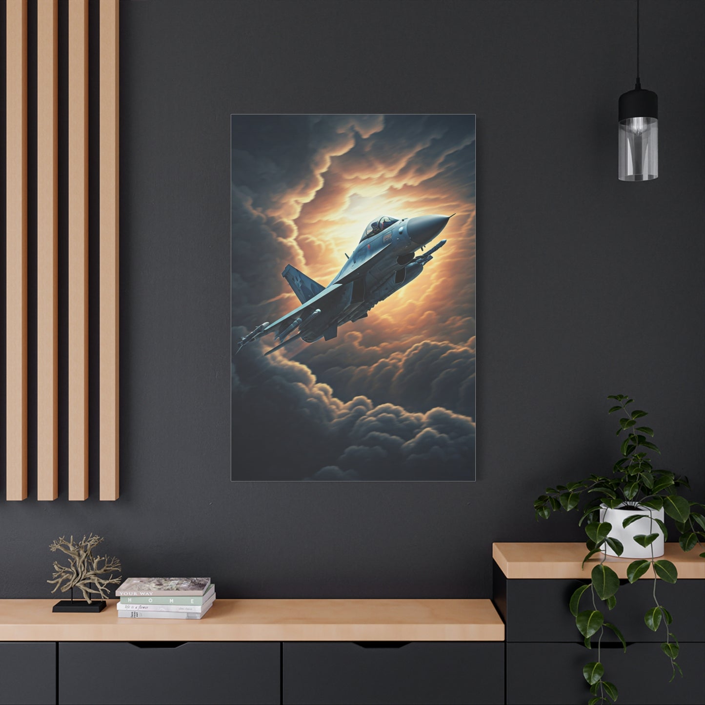 Sunset lone Aircraft Sky Wall Art & Canvas Prints .