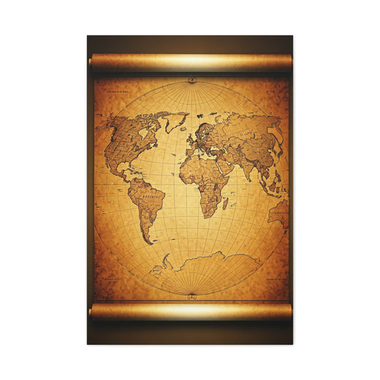 Classic Sepia World Atlas Scroll Wall Art & Canvas Prints