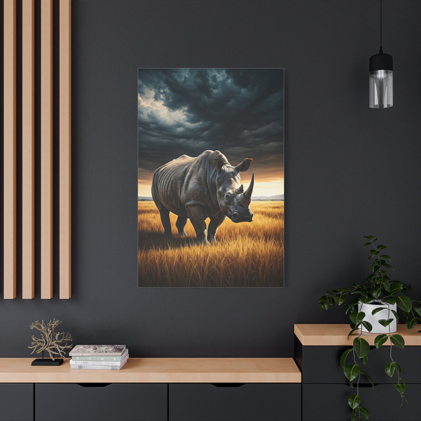 Rhino Guardian Under Stormy Skies Wall Art & Canvas Prints
