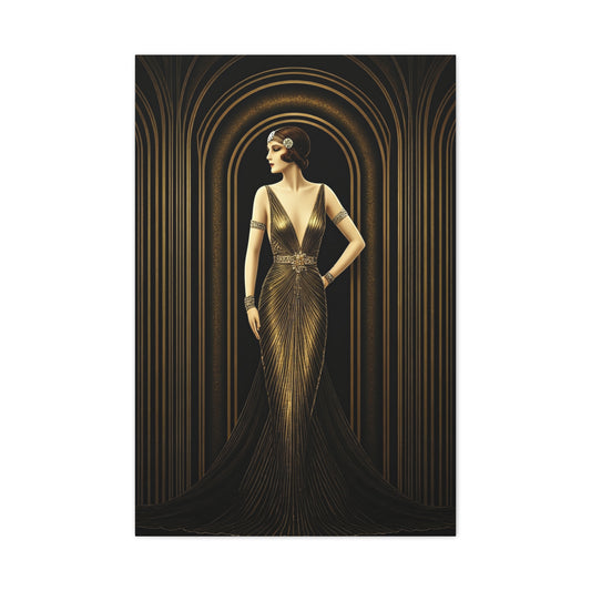 Golden Archway Elegance Woman Wall Art & Canvas Prints