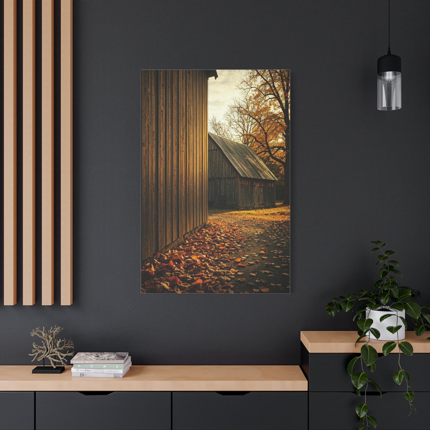 Autumn Path Beside the Old Barn Wall Art & Canvas Prints
