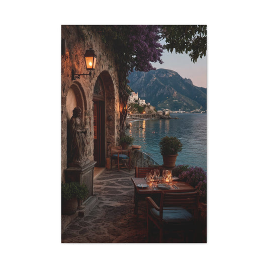 Amalfi Coast Candlelit Terrace Wall Art & Canvas Print