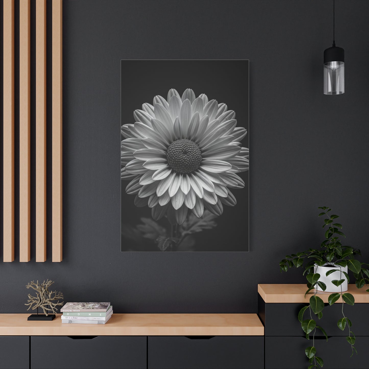 Monochrome Daisy Bloom Portrait Wall Art & Canvas Prints