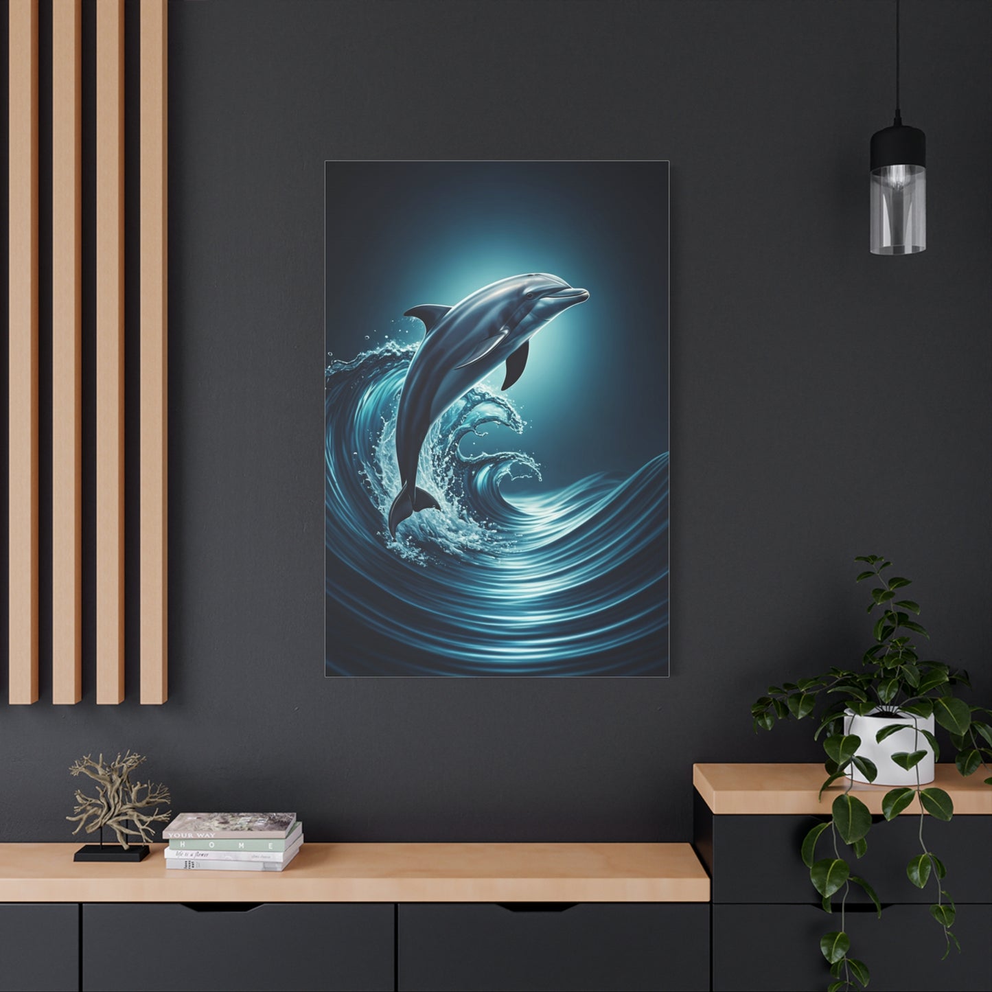 Dolphin Leaping Through Blue Ocean Waves Wall Art & Canvas Prints