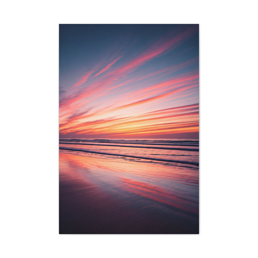 Blush Sky Streaks Coastal Sunset Wall Art & Canvas Prints