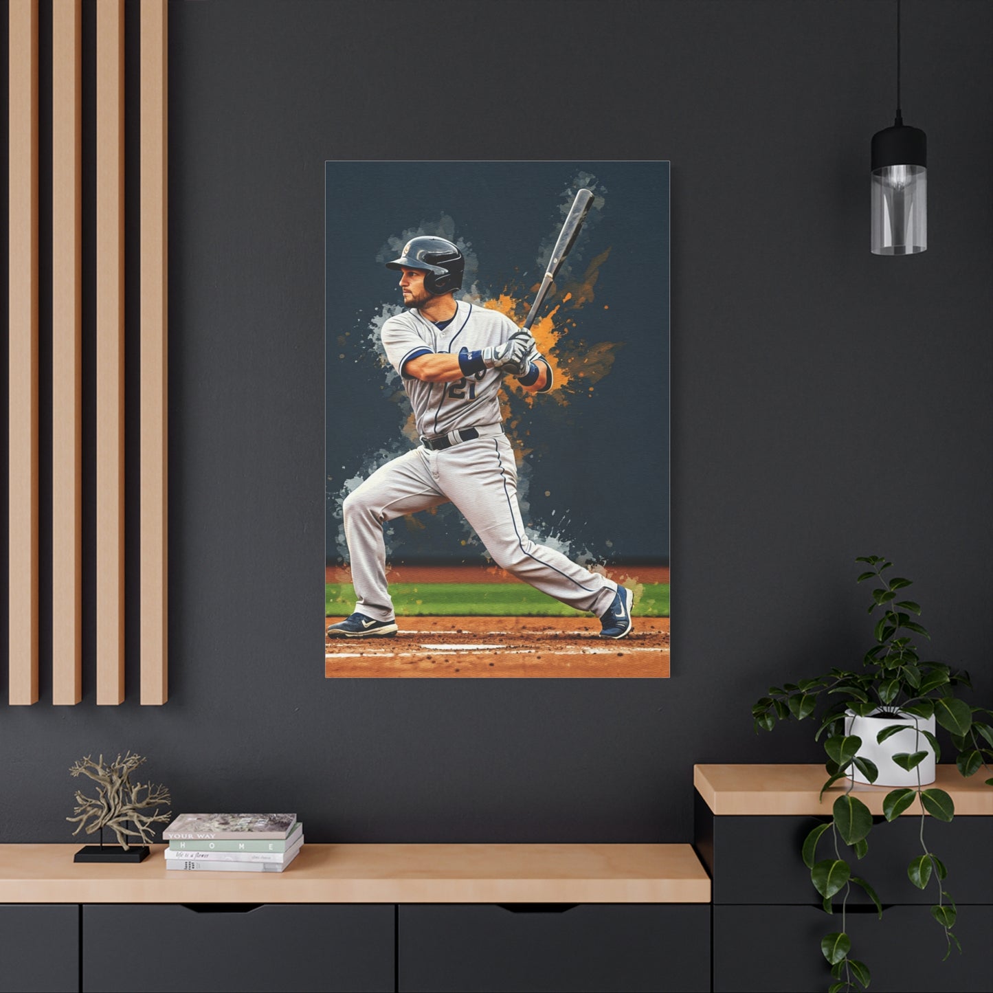 Batter Ready at Home Plate Stadium View Wall Art & Canvas Prints