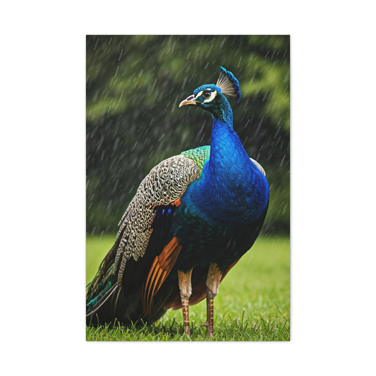Majestic Peacock in the Rain Wall Art & Canvas Prints