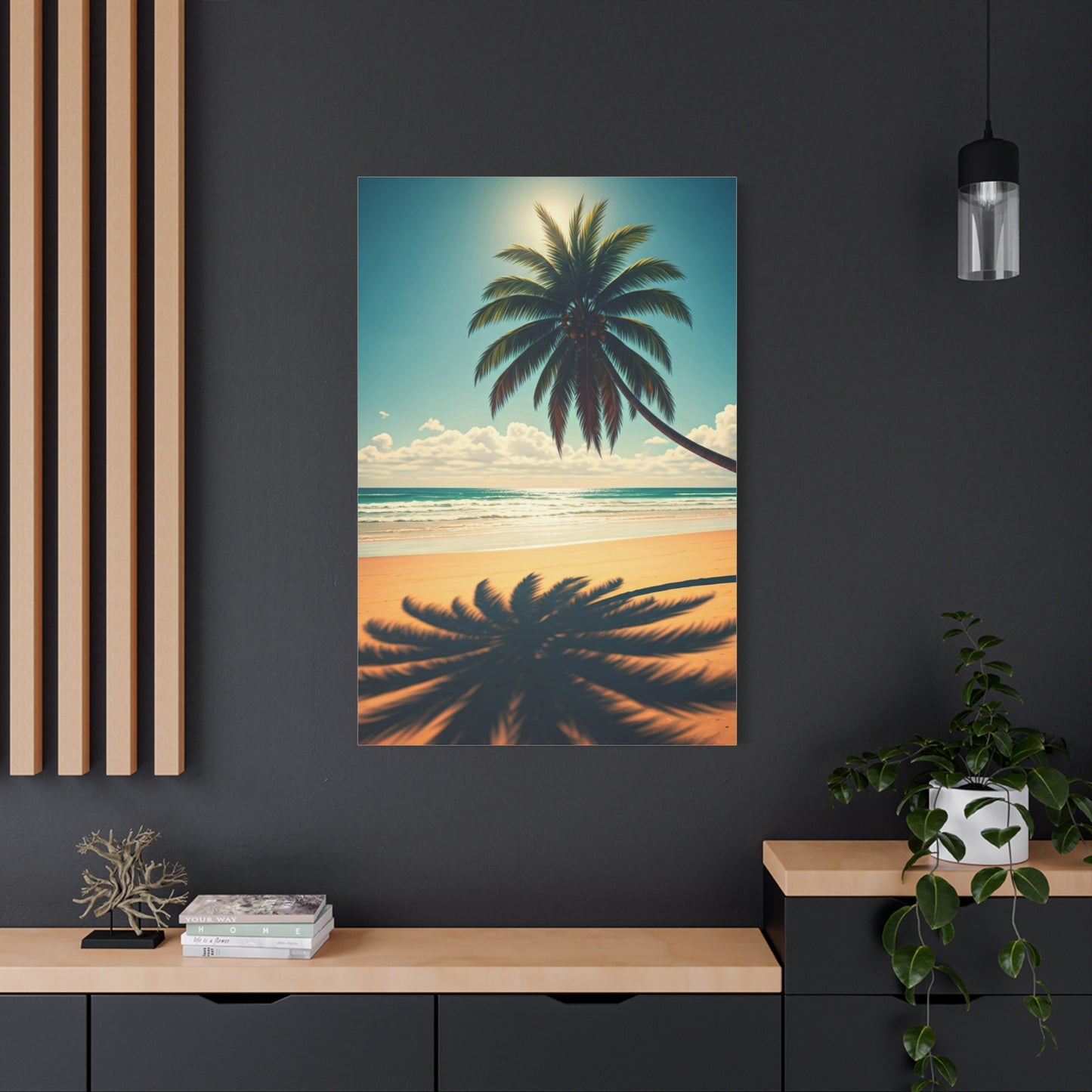 Palm Shadow Serenity Beach Wall Art & Canvas Prints
