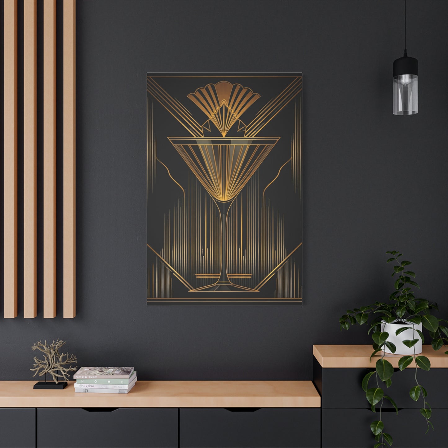 Golden Martini Luxe Art Deco Wall Art & Canvas Prints