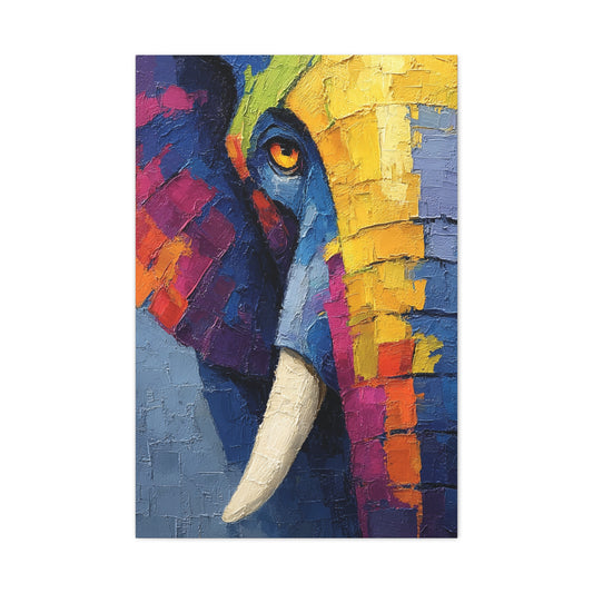 Abstract Color Elephant Impasto Wall Art & Canvas Print