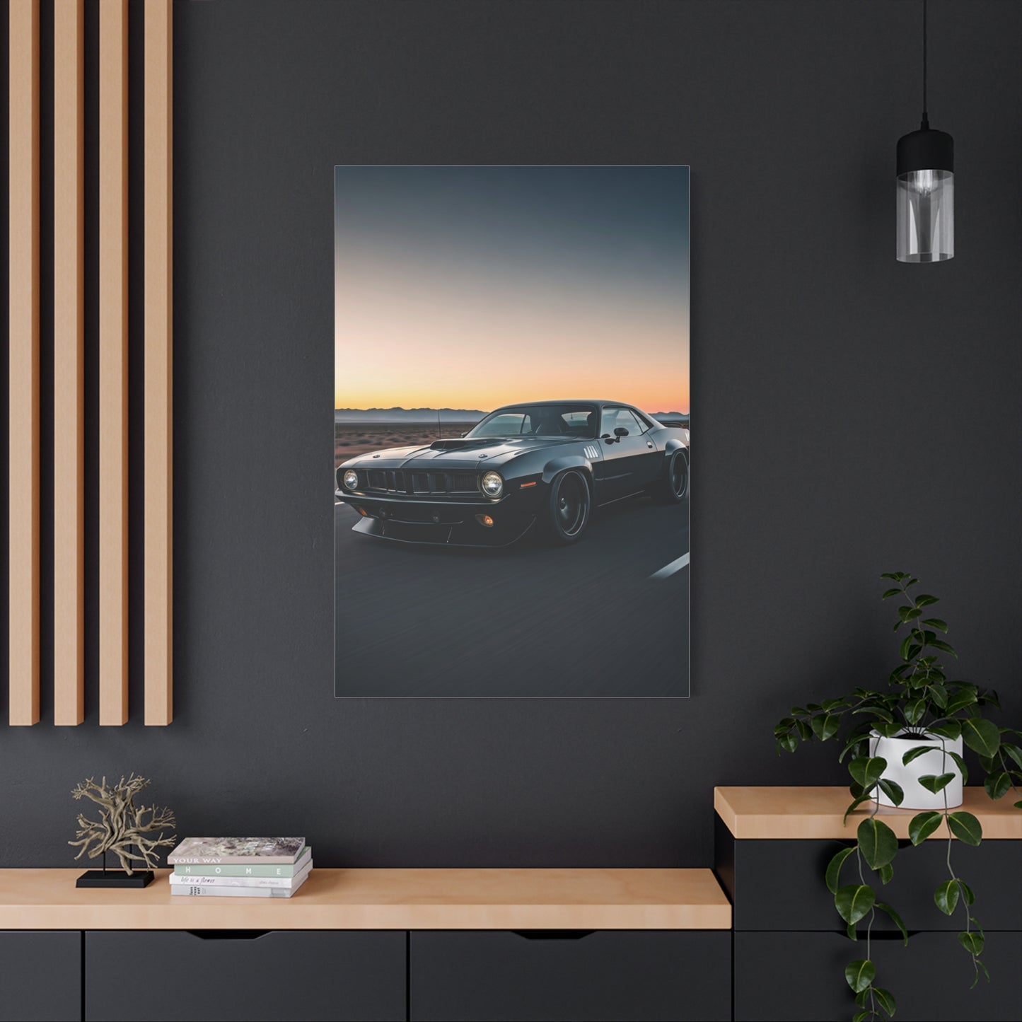 1970 Plymouth ’Cuda Shaker Hood Desert Charge Wall Art & Canvas Prints