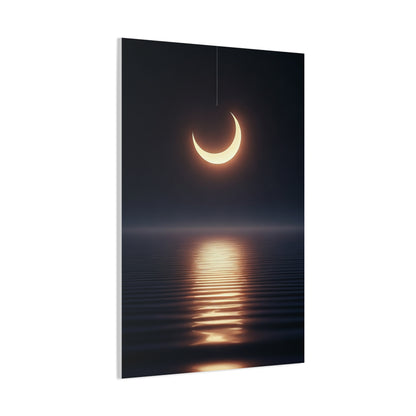 Crescent Moon Reflection Over Calm Water Wall Art & Canvas Prints