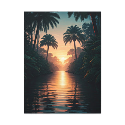 Tropical River Sunset Escape Wall Art & Canvas Prints