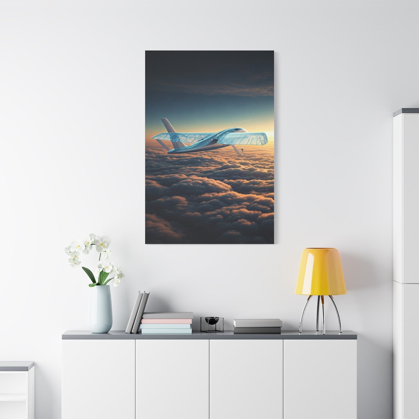 Elegant Concept Aircraft Above Clouds Wall Art & Canvas Prints