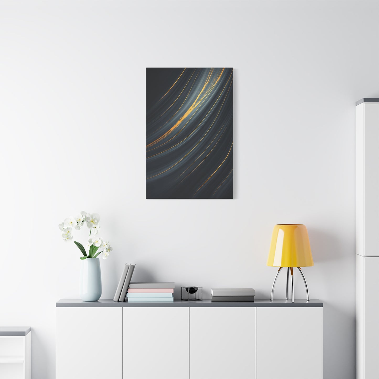 Flowing Gold Curve Abstract Wall Art & Canvas Prints
