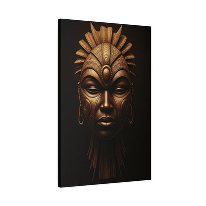 Golden Tribal Goddess Mask Wall Art & Canvas Prints