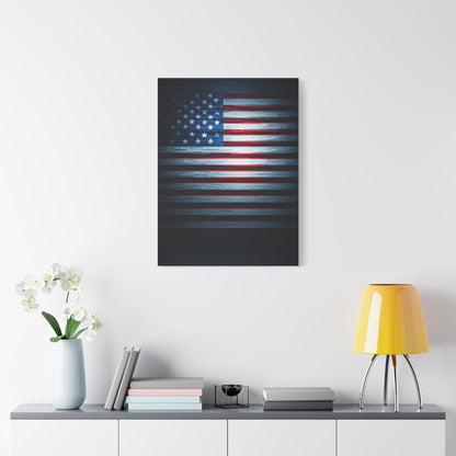 Minimalist Dark American Flag Glow Wall Art & Canvas Prints