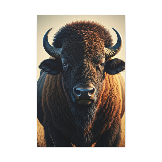 Golden Light American Bison Portrait Wall Art & Canvas Print