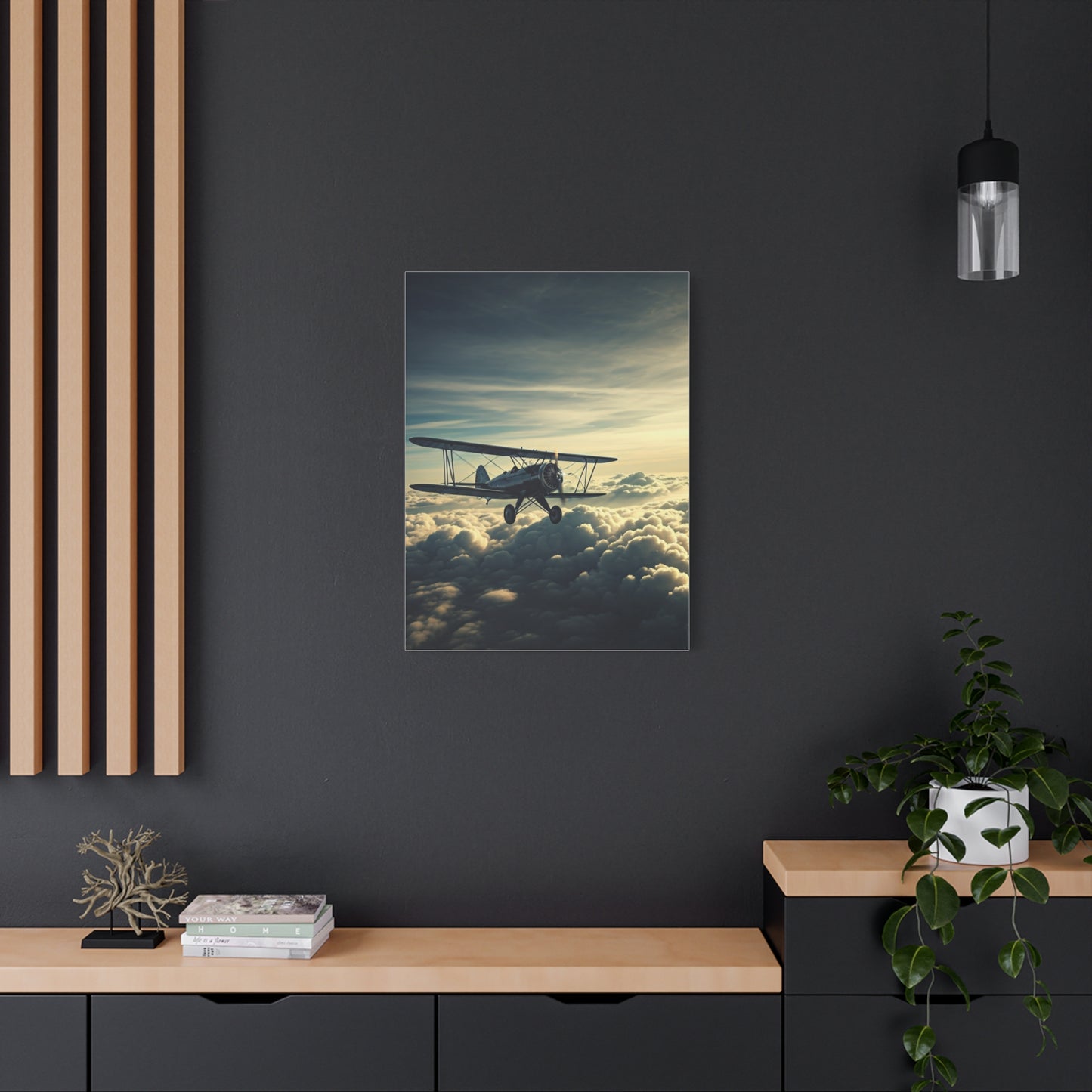 High-Altitude Biplane Above the Clouds Wall Art & Canvas Prints