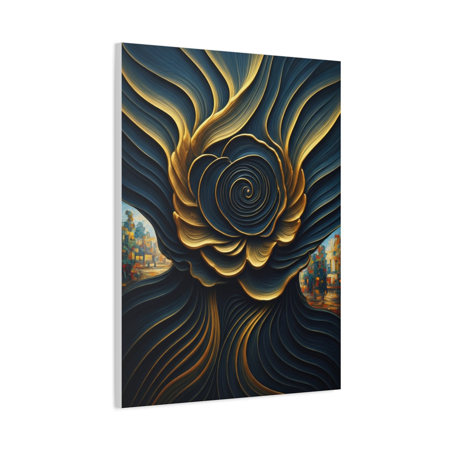 Golden Midnight Spiral Bloom Wall Art & Canvas Prints