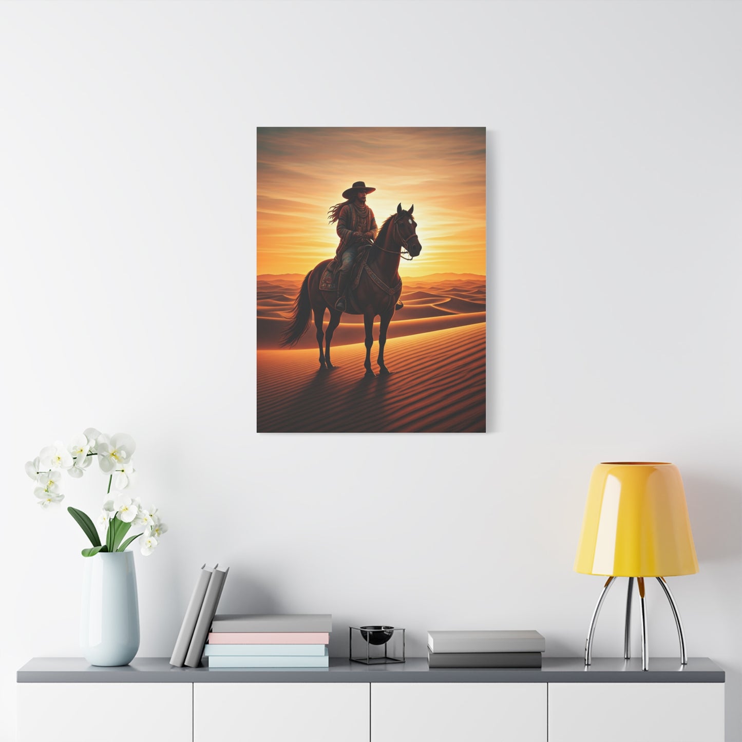 Desert Rider at Golden Sunset Wall Art & Canvas Prints