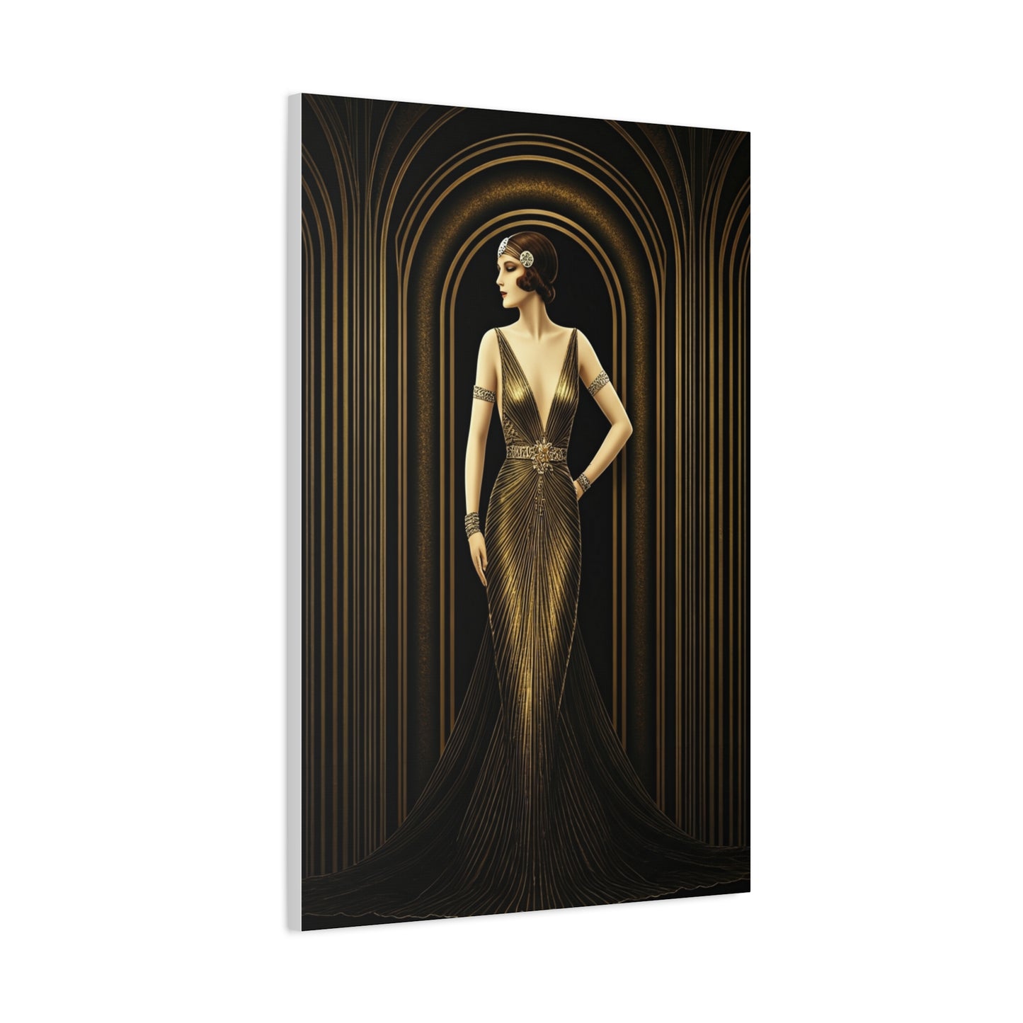 Golden Archway Elegance Woman Wall Art & Canvas Prints