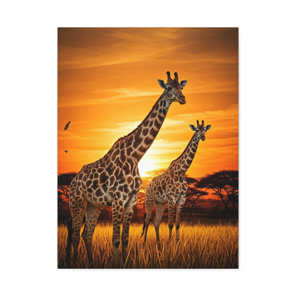 Giraffe Family at Golden Sunset Wall Art & Canvas Prints