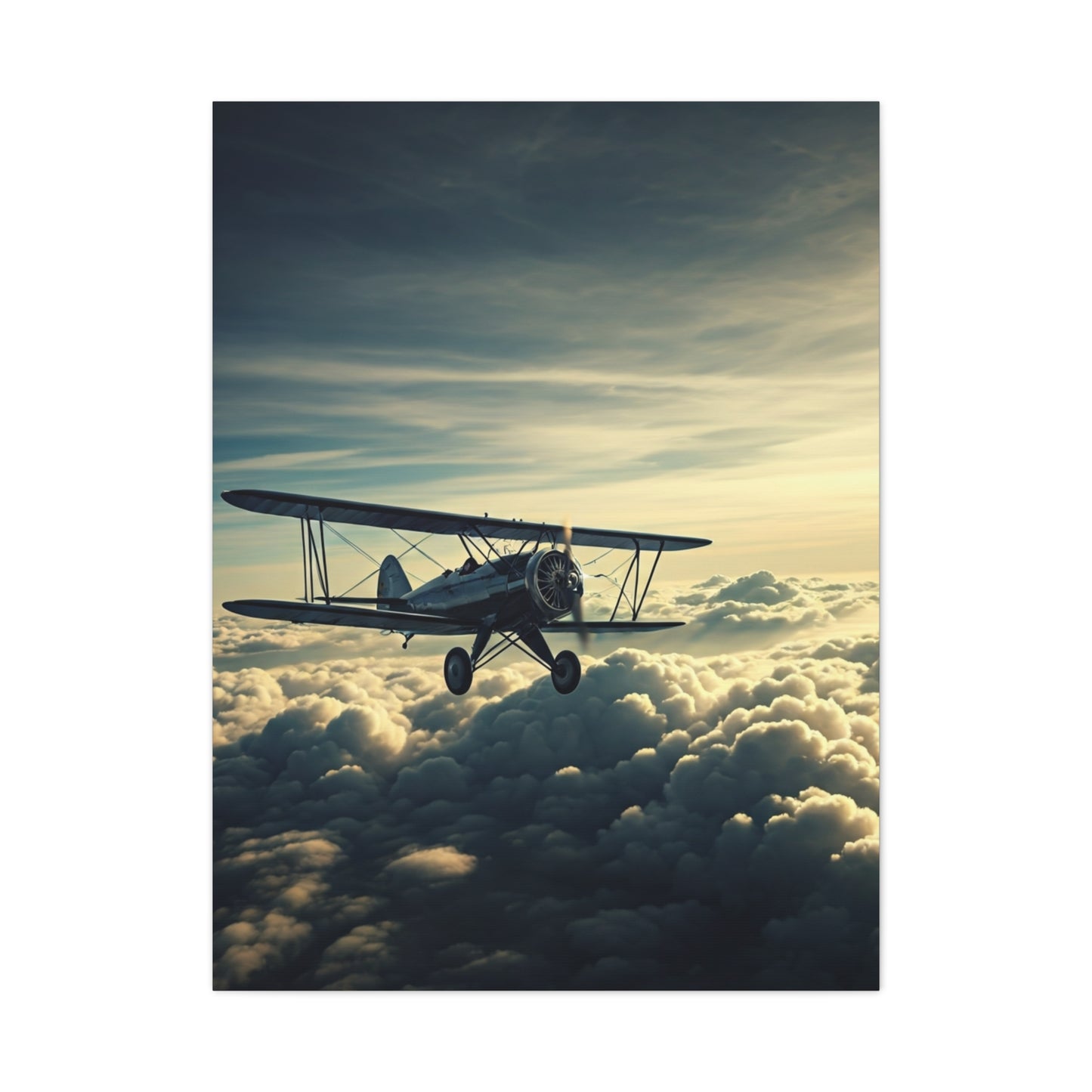 High-Altitude Biplane Above the Clouds Wall Art & Canvas Prints