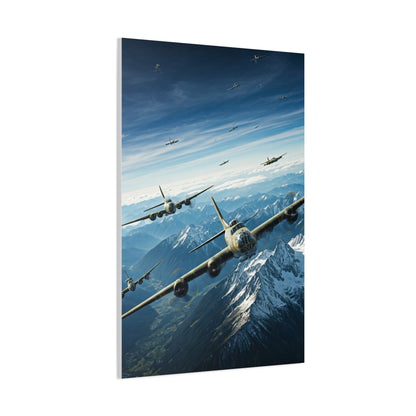 Fighter Squadron Over Mountain Peaks Wall Art & Canvas Prints
