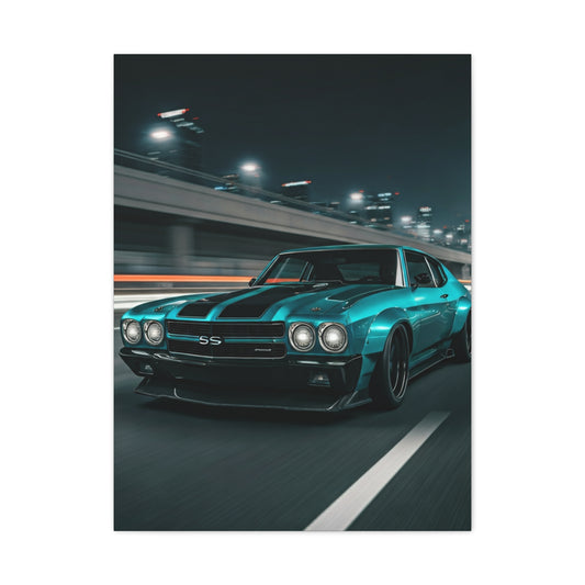 1970 Chevrolet Chevelle SS Twin Stripe Interstate Assault Wall Art & Canvas Prints