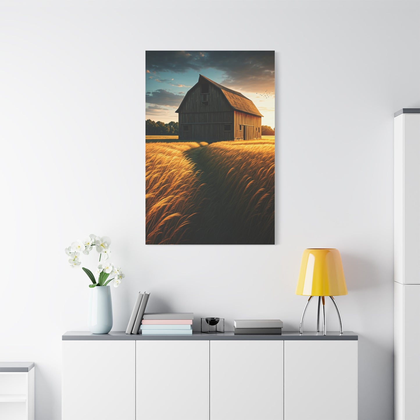 Harvest Field Barn at Sunset Wall Art & Canvas Prints