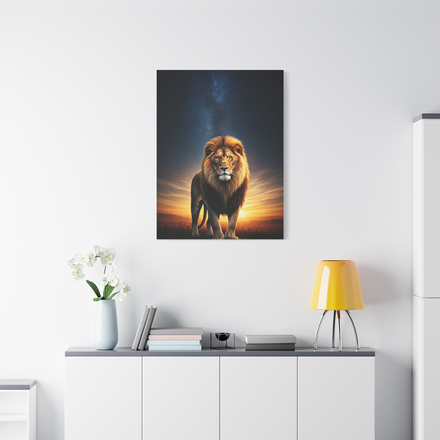 Majestic Lion Under the Evening Sky Wall Art & Canvas Prints