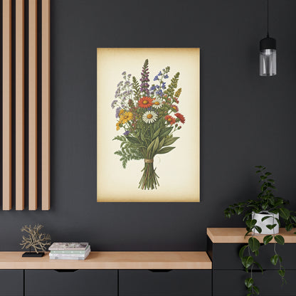Wildflower Bouquet Illustration Wall Art & Canvas Prints