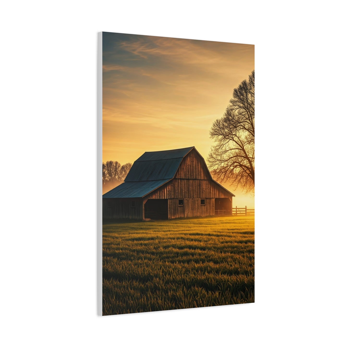 Golden Hour Farmstead Barn Wall Art & Canvas Prints